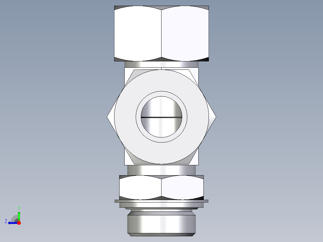 卡套式工业通用硬管接头EO_Adjustable_locknut_run_tee_LEE25SRCF右视图