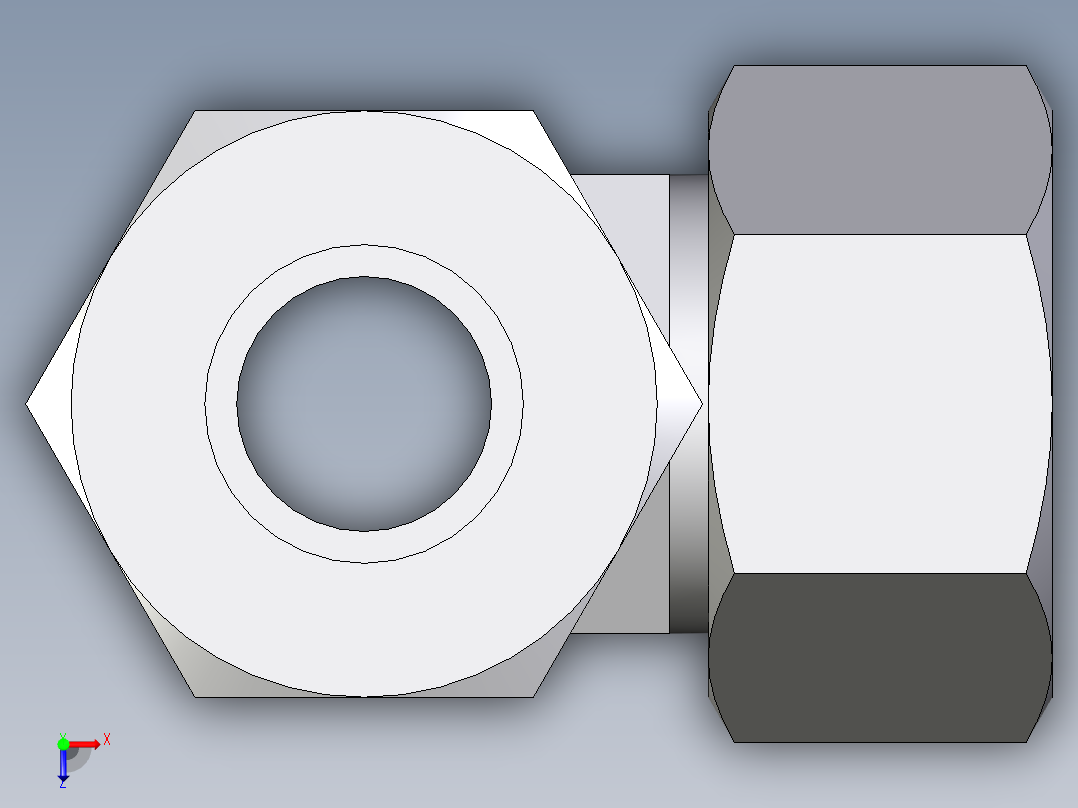 卡套式工业通用硬管接头EO_Adjustable_locknut_run_tee_LEE25SRCF俯视图