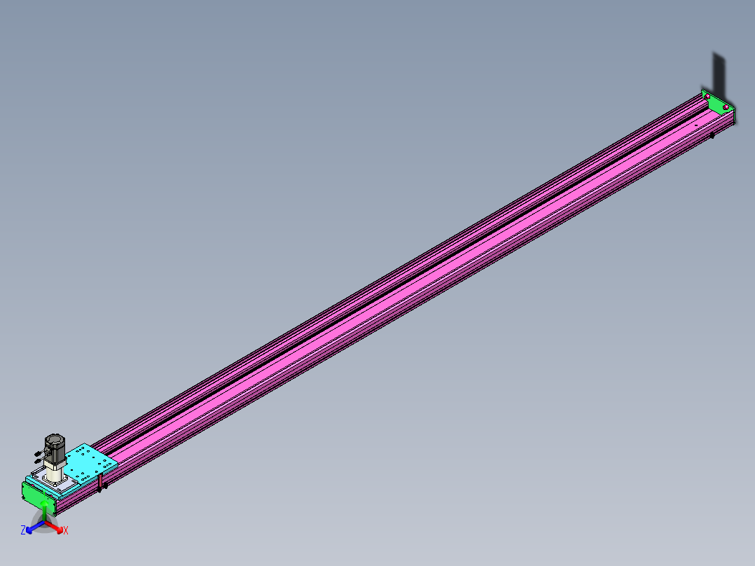 东锦齿条传动DH210G-L167-S3950-BU-减速机+P750W正等轴测图
