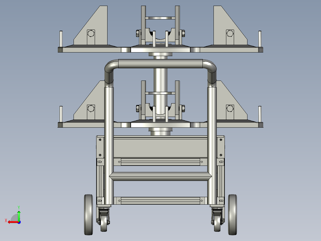 进料弯头移动小车后视图