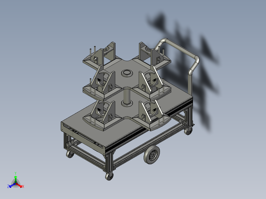 进料弯头移动小车正等轴测图