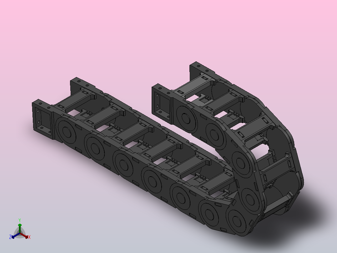 弯曲半径100内高45两侧打开型桥式拖链[DMD45BD-30-90-100R-10-A-8-V-8]主视图