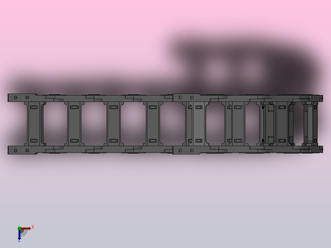 弯曲半径100内高45两侧打开型桥式拖链[DMD45BD-30-90-100R-10-A-8-V-8]俯视图
