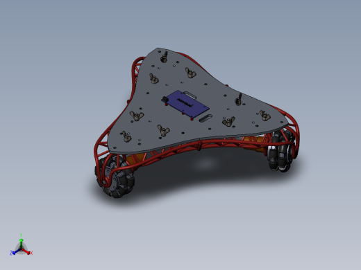 麦克纳姆轮图纸模型全方位轮三角形机器人平台机械3D三维AA034