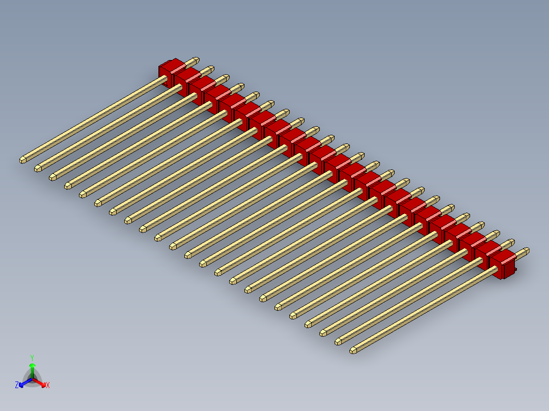 彩色公头100mil（2.54mm）系列-DS1021_red_1x23p_100mil_Type43_rev1.0主视图