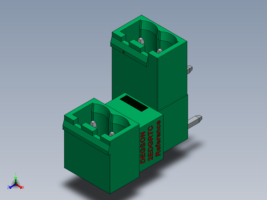DEGSON 2EDG 系列 5.0mm 可插拔接线端子组-2EDGRTC-5.0_5.08-xxP-14-00AH正等轴测图