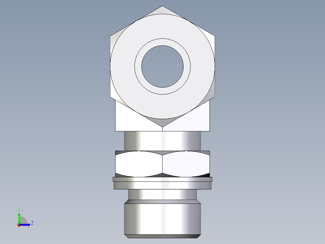 卡套式工业通用硬管接头EO_Adjustable_locknut_branch_tee_TEE16SMCF左视图