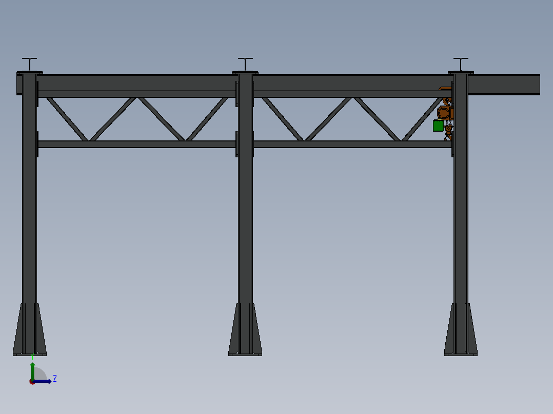 航吊式起重机设计模型左视图