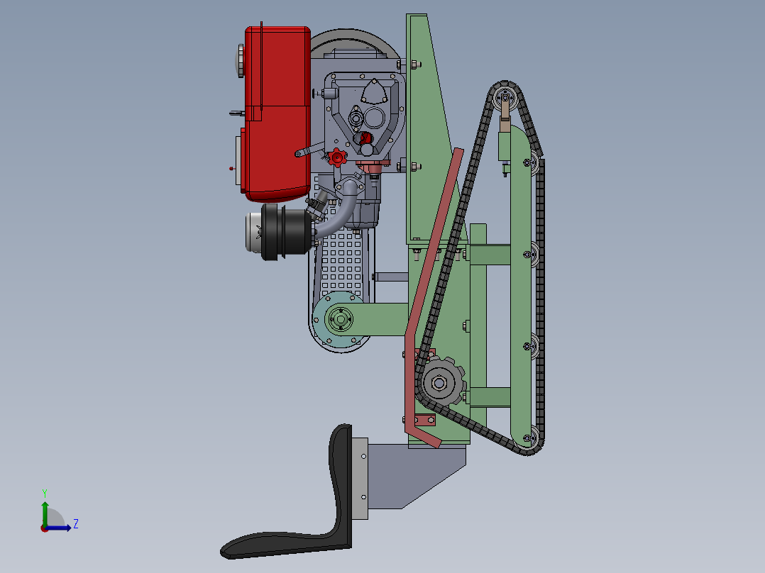 微型橡胶履带拖拉机左视图