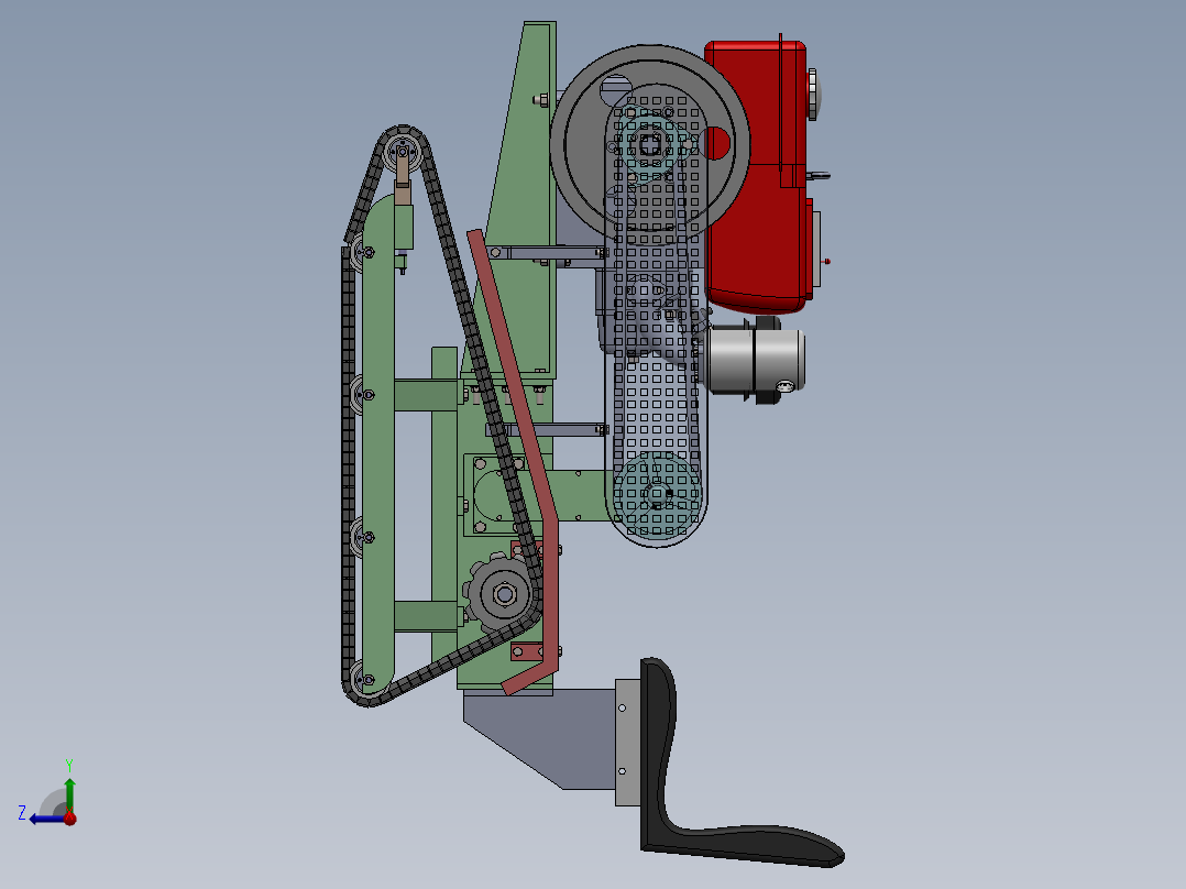 微型橡胶履带拖拉机右视图