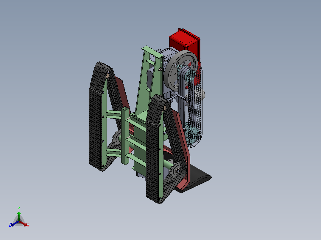 微型橡胶履带拖拉机正等轴测图