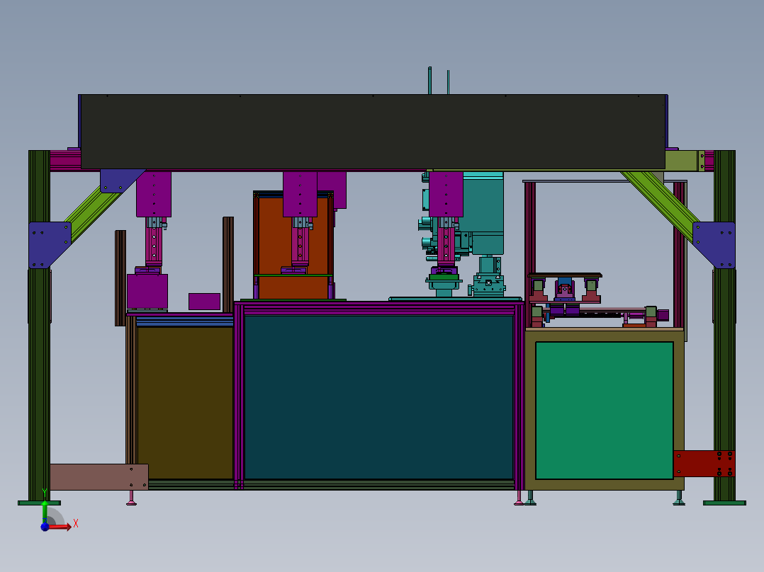 手机后盖自动检测-除静电、贴膜机step前视图