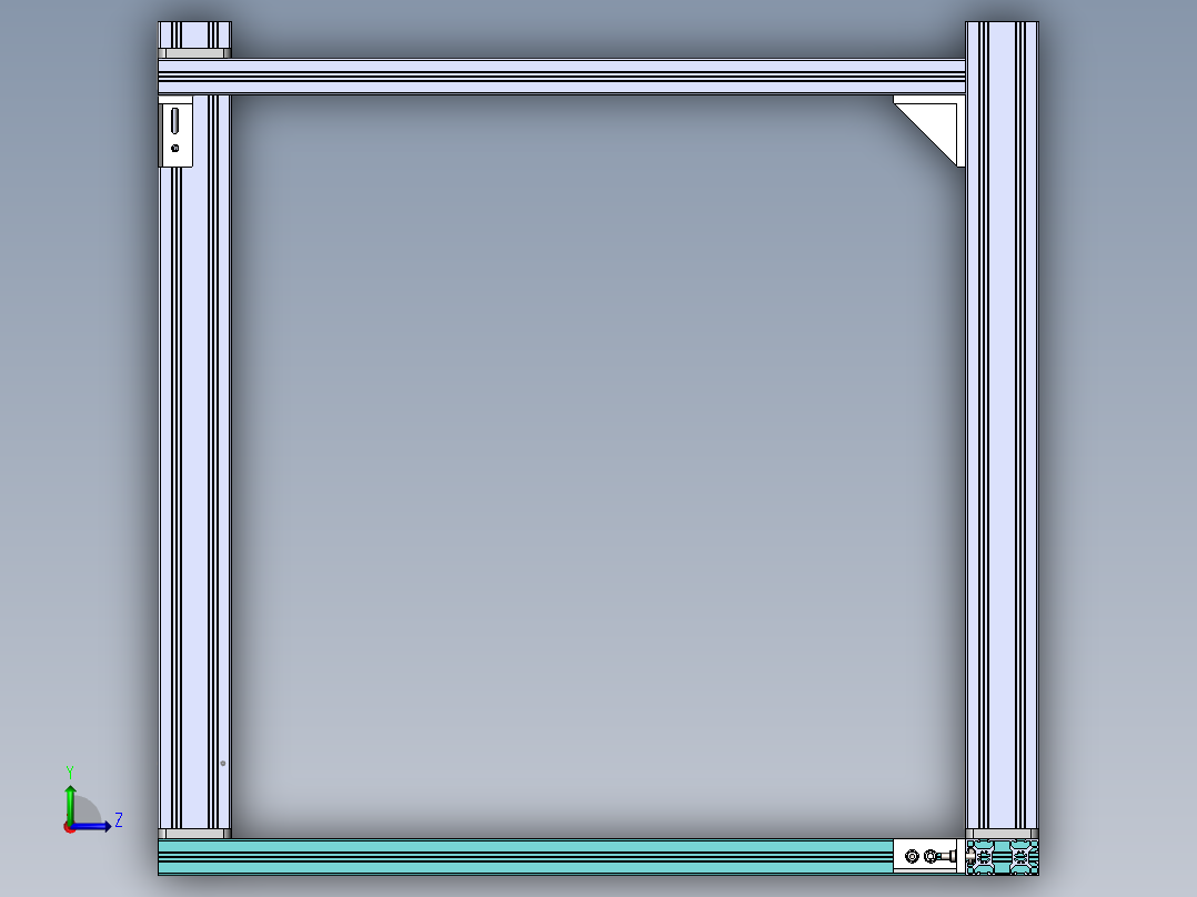 并联翻转加工台3D 装配图左视图