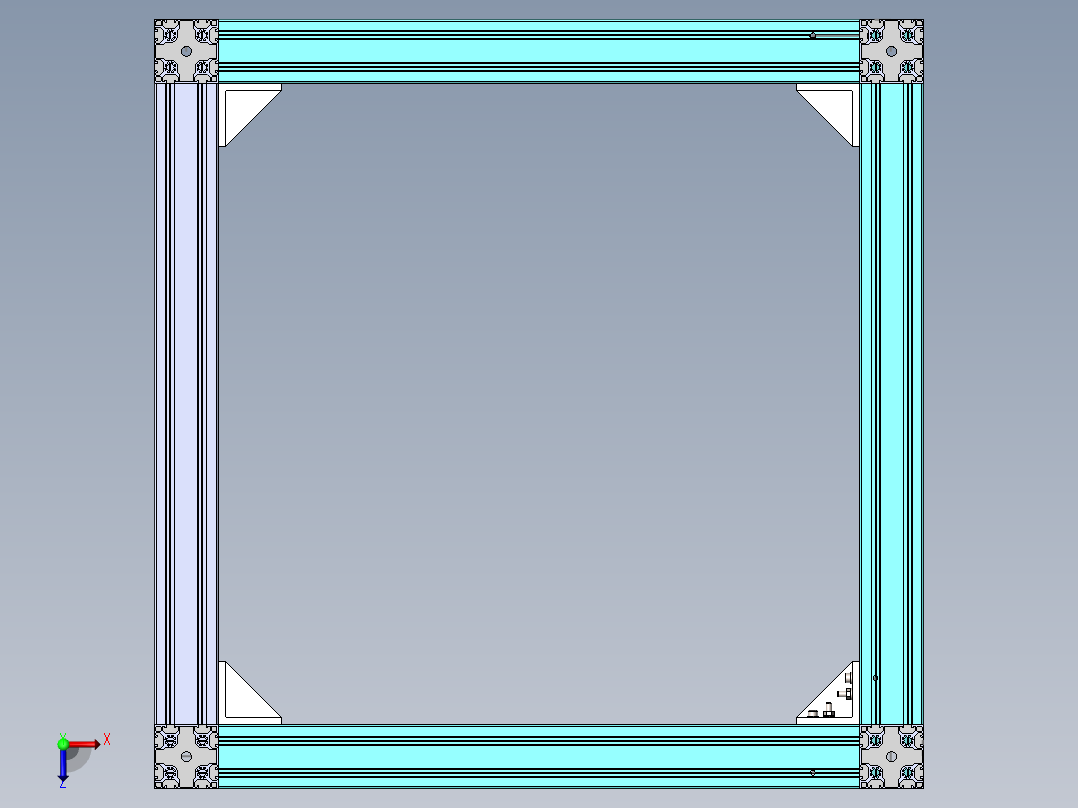 并联翻转加工台3D 装配图俯视图