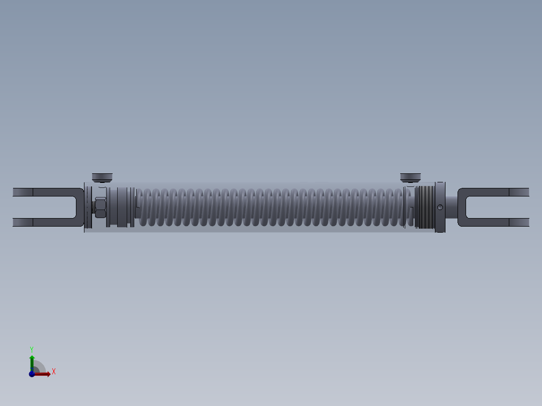 焊接式液压缸（单作用-弹簧加载）50.8x28x355.5 mm前视图