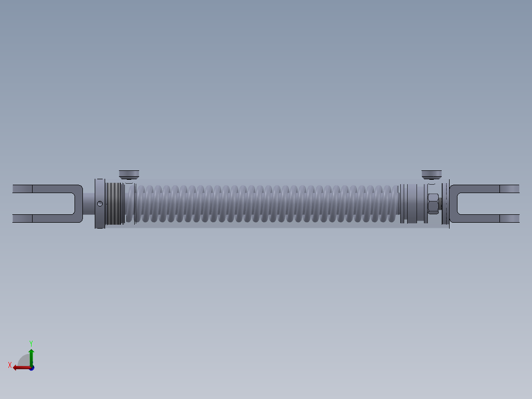 焊接式液压缸（单作用-弹簧加载）50.8x28x355.5 mm后视图