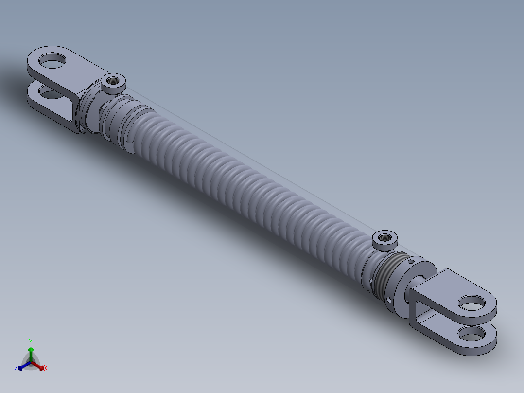 焊接式液压缸（单作用-弹簧加载）50.8x28x355.5 mm正等轴测图