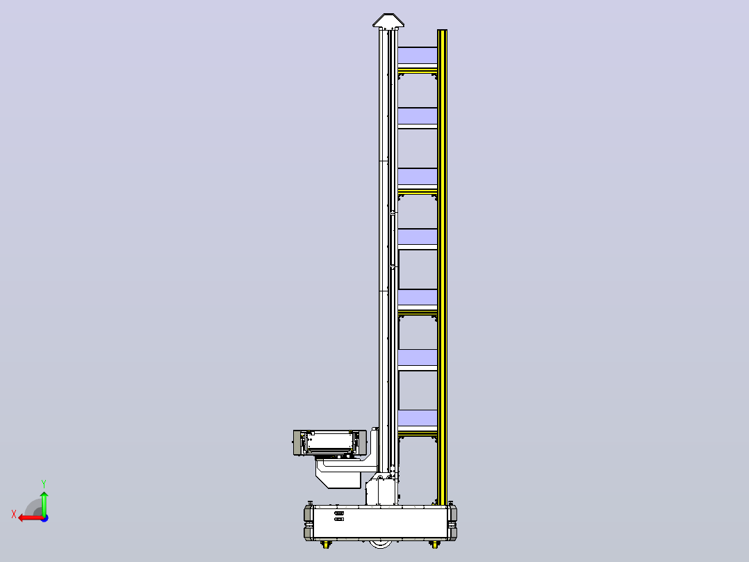 多层仓储自动导引车（AGV）3D图纸 STEP格式后视图