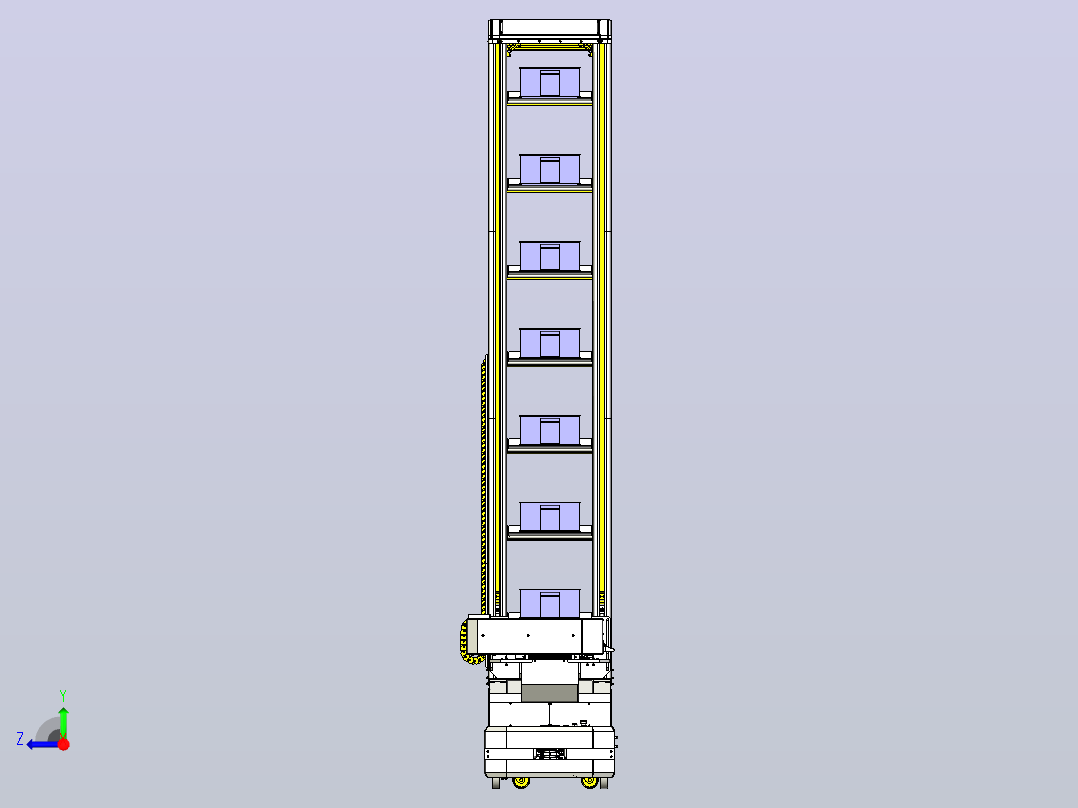 多层仓储自动导引车（AGV）3D图纸 STEP格式右视图