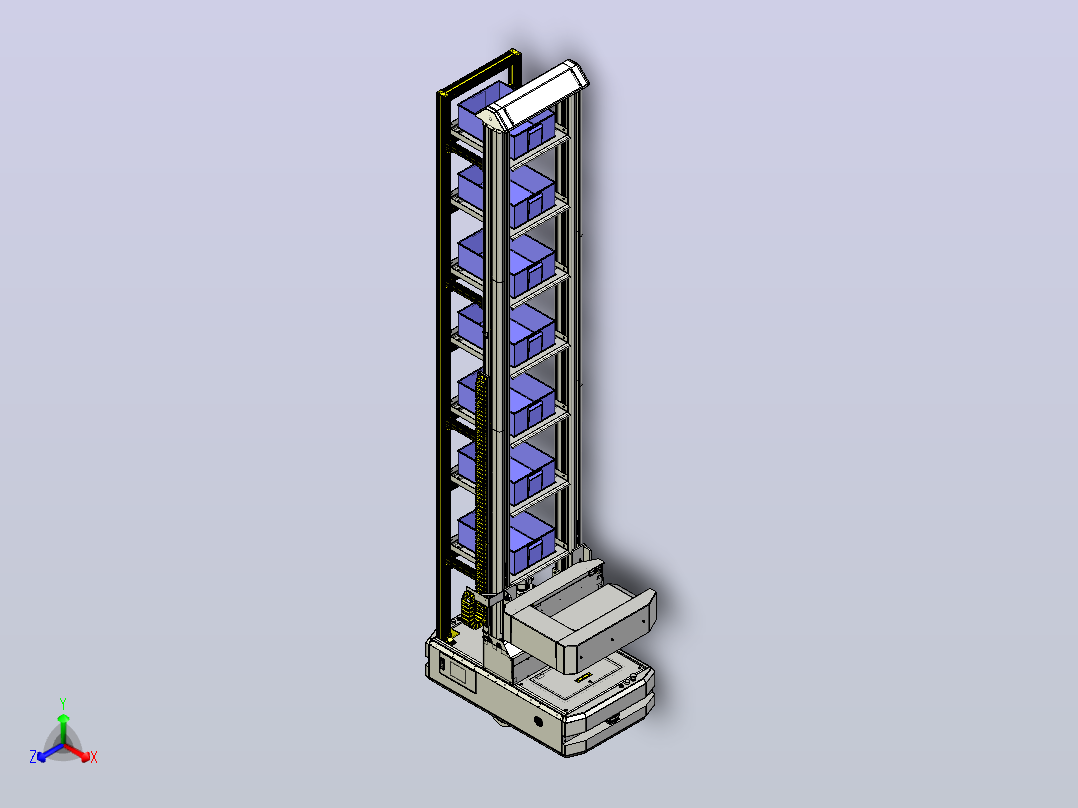 多层仓储自动导引车（AGV）3D图纸 STEP格式正等轴测图