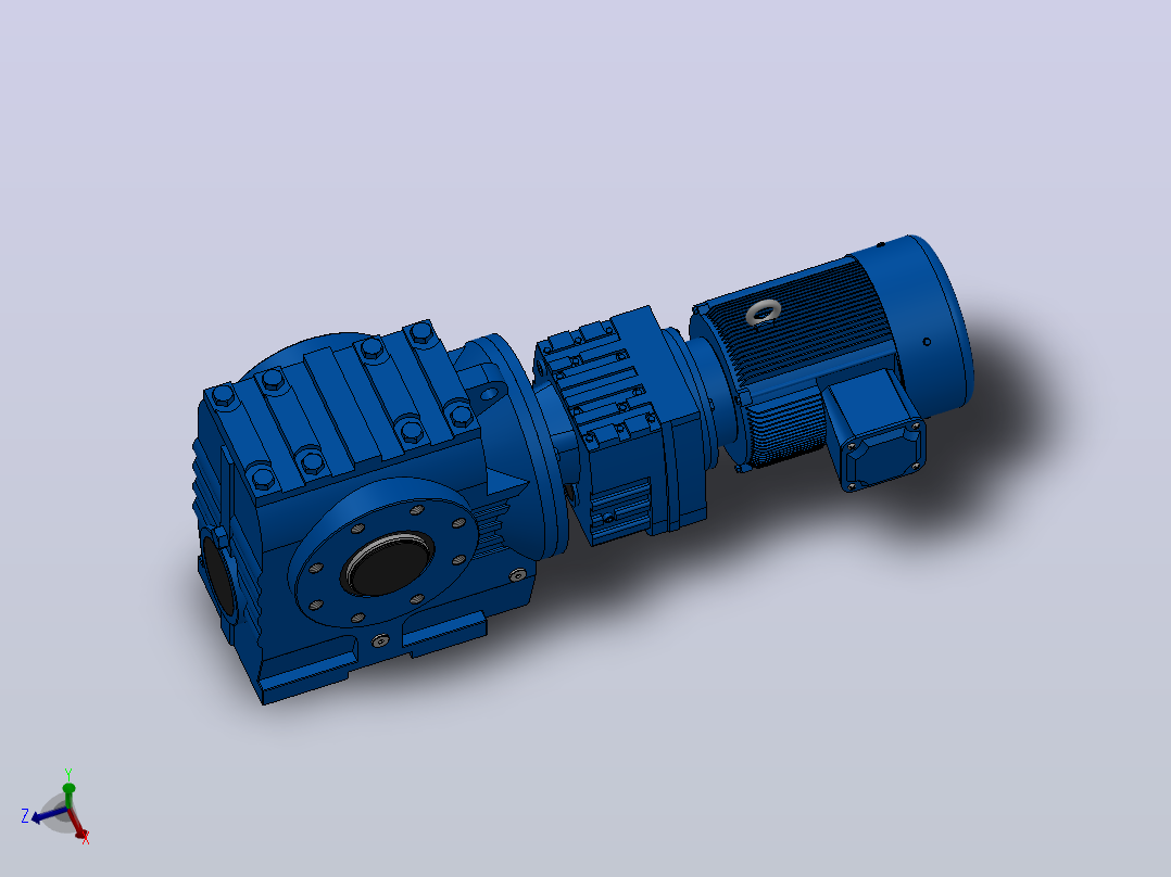 SA87R57组合式斜齿-蜗轮蜗杆减速机SA87R57-Y1.1-4P-558-M1-0°-B主视图