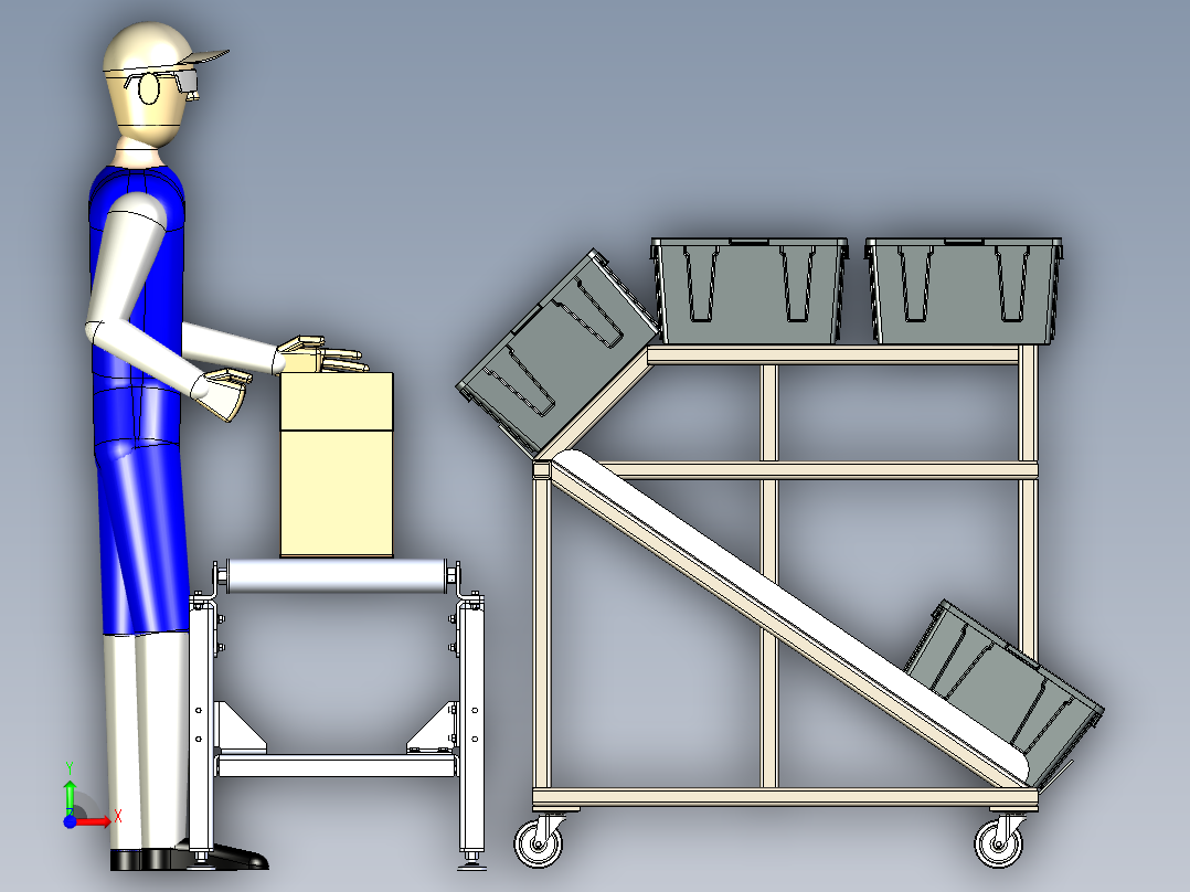 箱子输送物流线3D数模图纸 x_t格式前视图