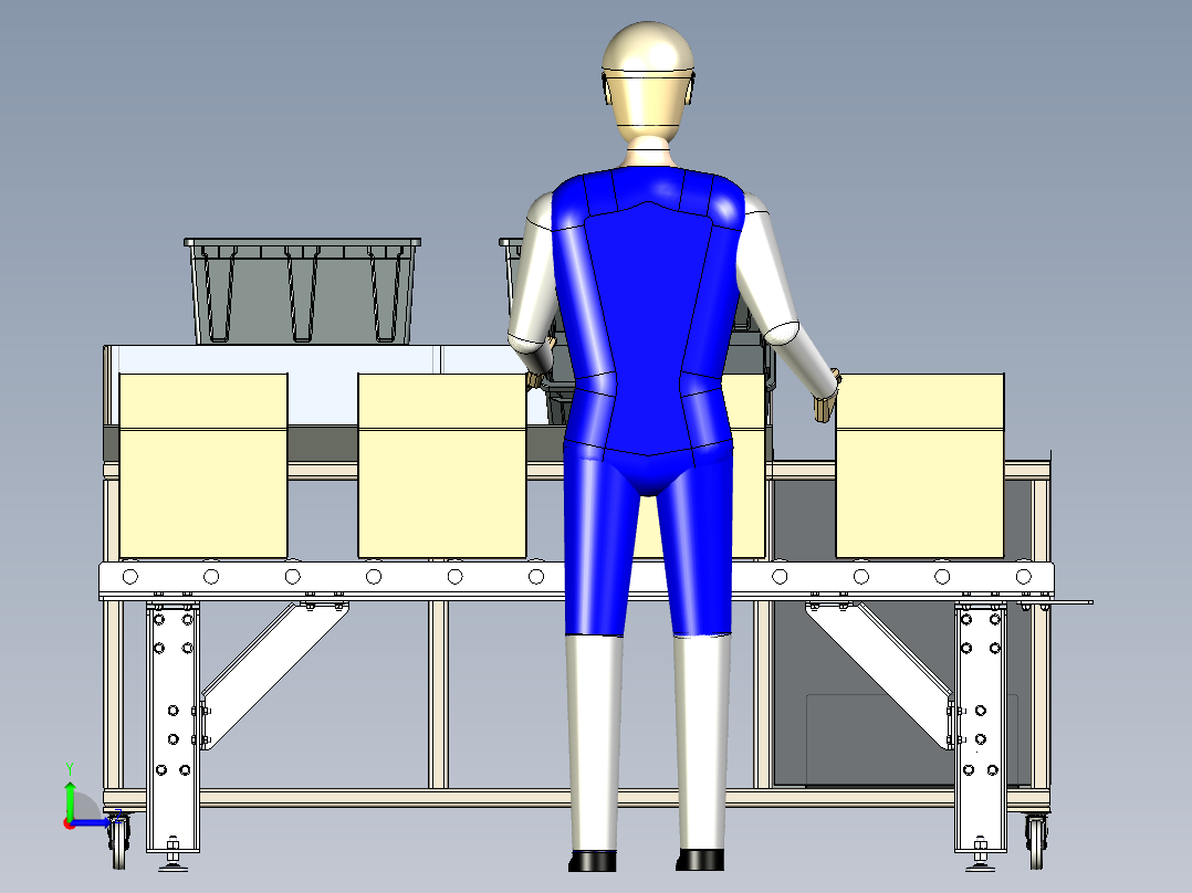 箱子输送物流线3D数模图纸 x_t格式左视图