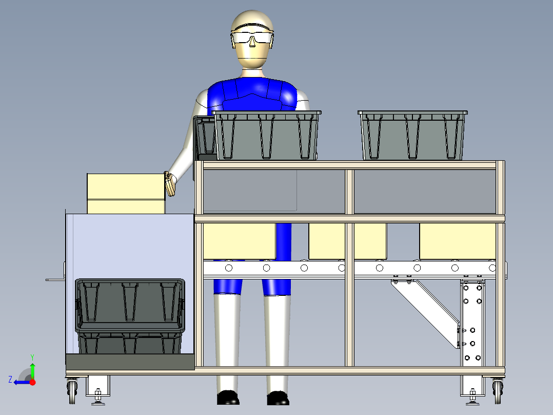 箱子输送物流线3D数模图纸 x_t格式右视图