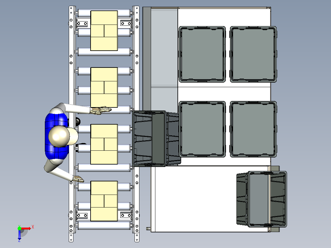 箱子输送物流线3D数模图纸 x_t格式俯视图