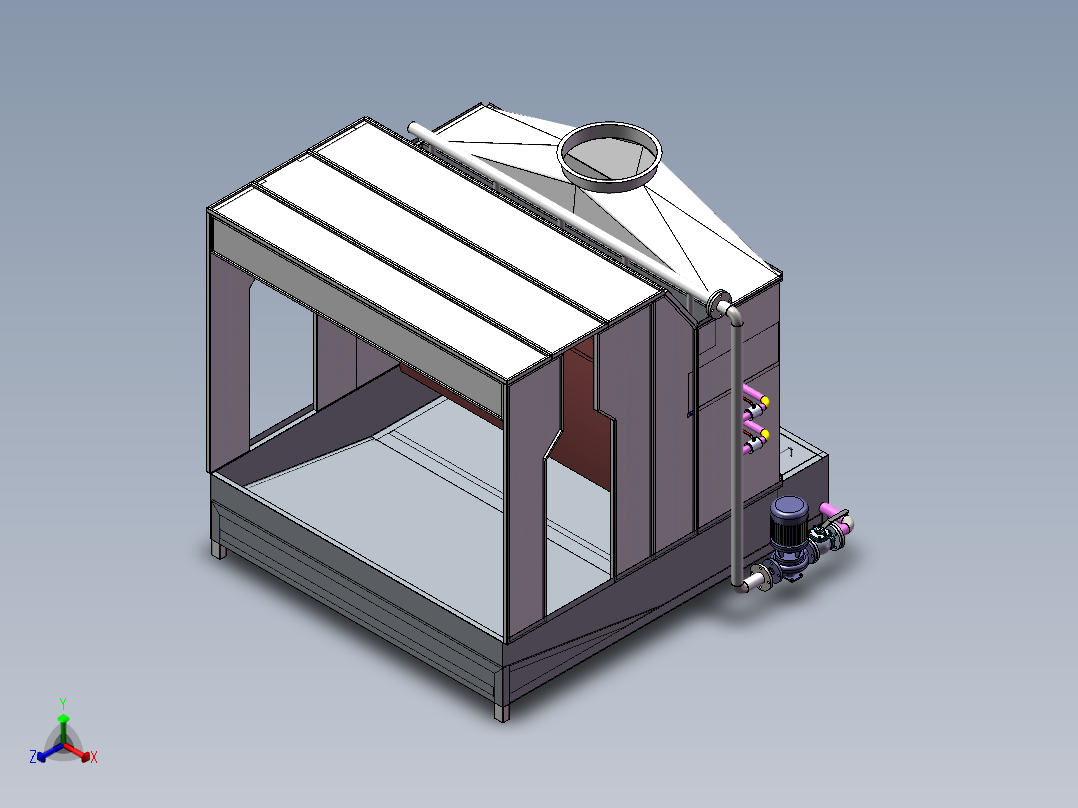 水帘喷漆房正等轴测图