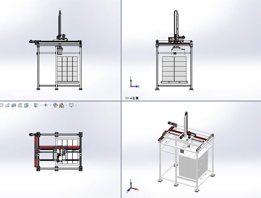 四轴龙门码垛机桁架机械手3d图纸龙门桁架上下料机械手3d三维模型