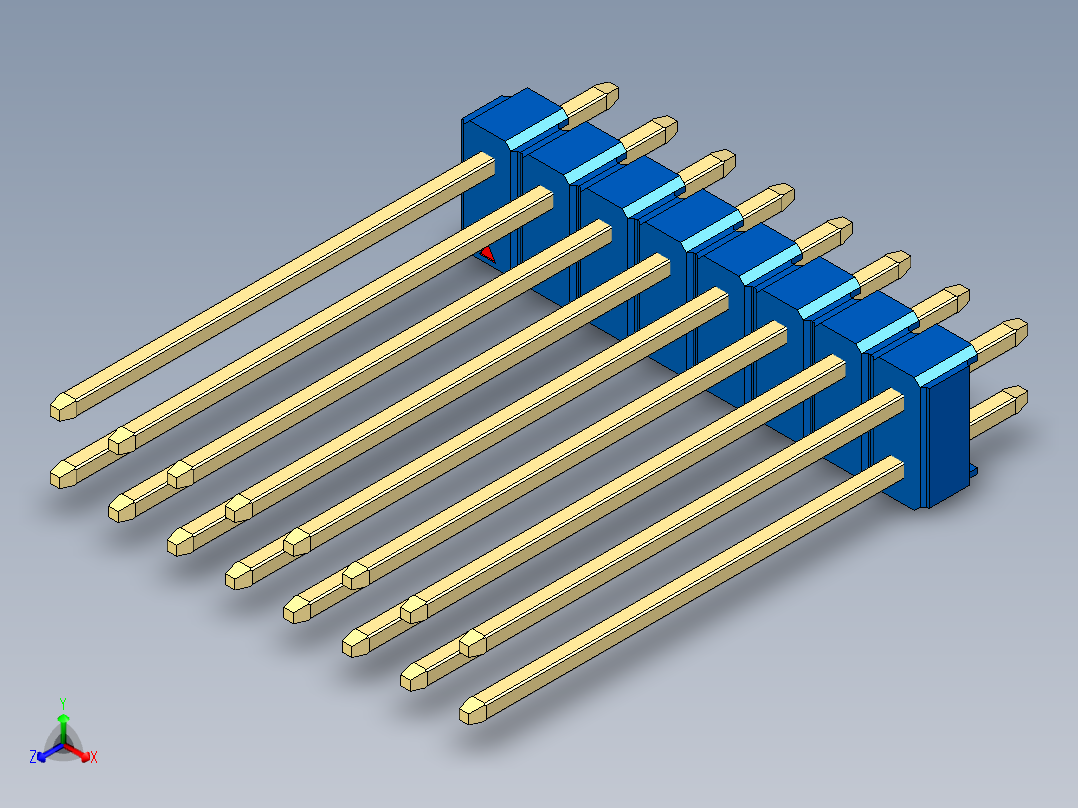 彩色公头100mil（2.54mm）系列-DS1021_blue_2x08p_100mil_Type19_rev1.0正等轴测图