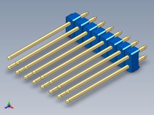 彩色公头100mil（2.54mm）系列-DS1021_blue_2x08p_100mil_Type19_rev1.0正等轴测缩略图
