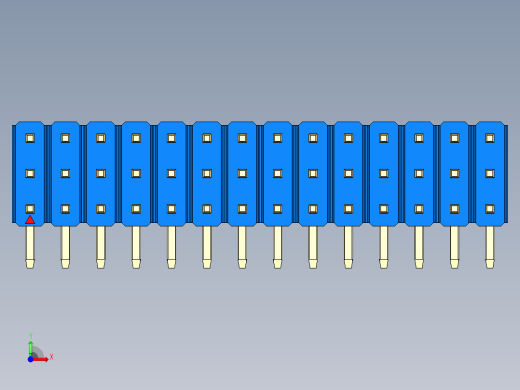 彩色公排针 100mil 2.54mm 系列-DS1022_blue_3x14p_100mil_TypeD_rev1.0前视缩略图