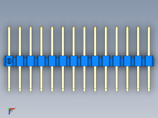 彩色公排针 100mil 2.54mm 系列-DS1022_blue_3x14p_100mil_TypeD_rev1.0俯视缩略图