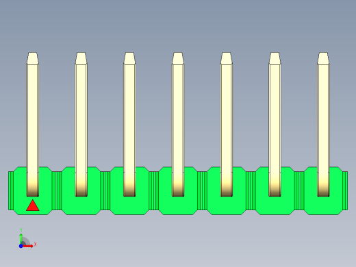 彩色公排针 100mil 2.54mm 系列-DS1022_green_07p_100mil_TypeU_rev1.0前视缩略图