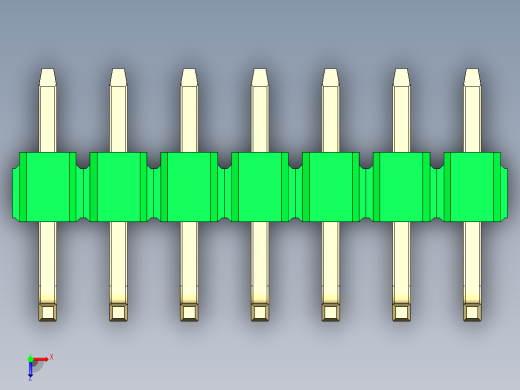 彩色公排针 100mil 2.54mm 系列-DS1022_green_07p_100mil_TypeU_rev1.0俯视缩略图