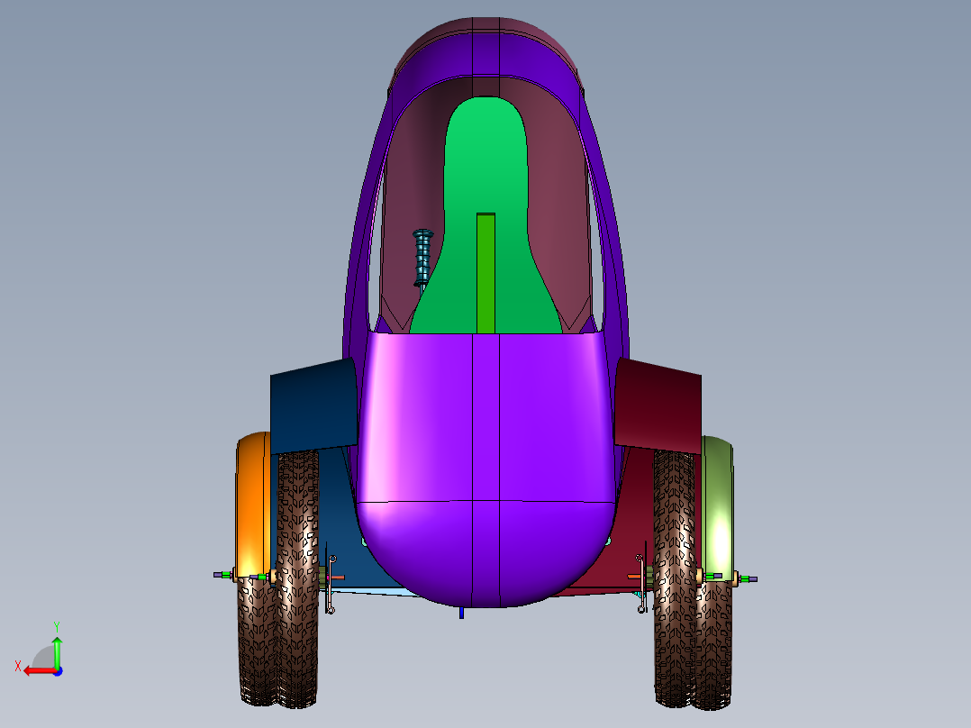 独立四轮悬架越野自行车后视图