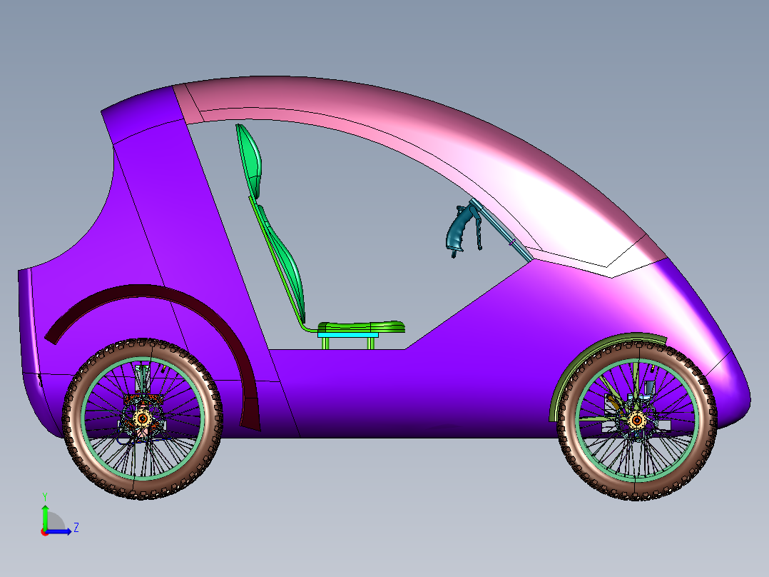 独立四轮悬架越野自行车左视图