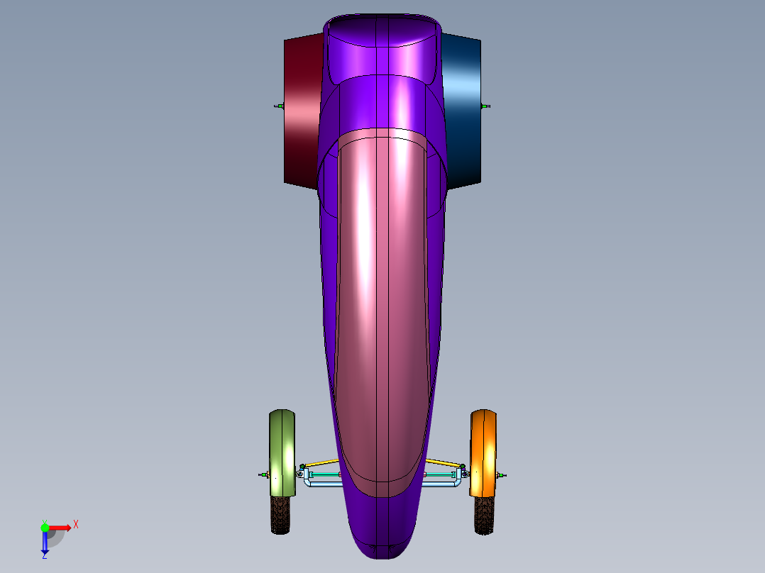 独立四轮悬架越野自行车俯视图