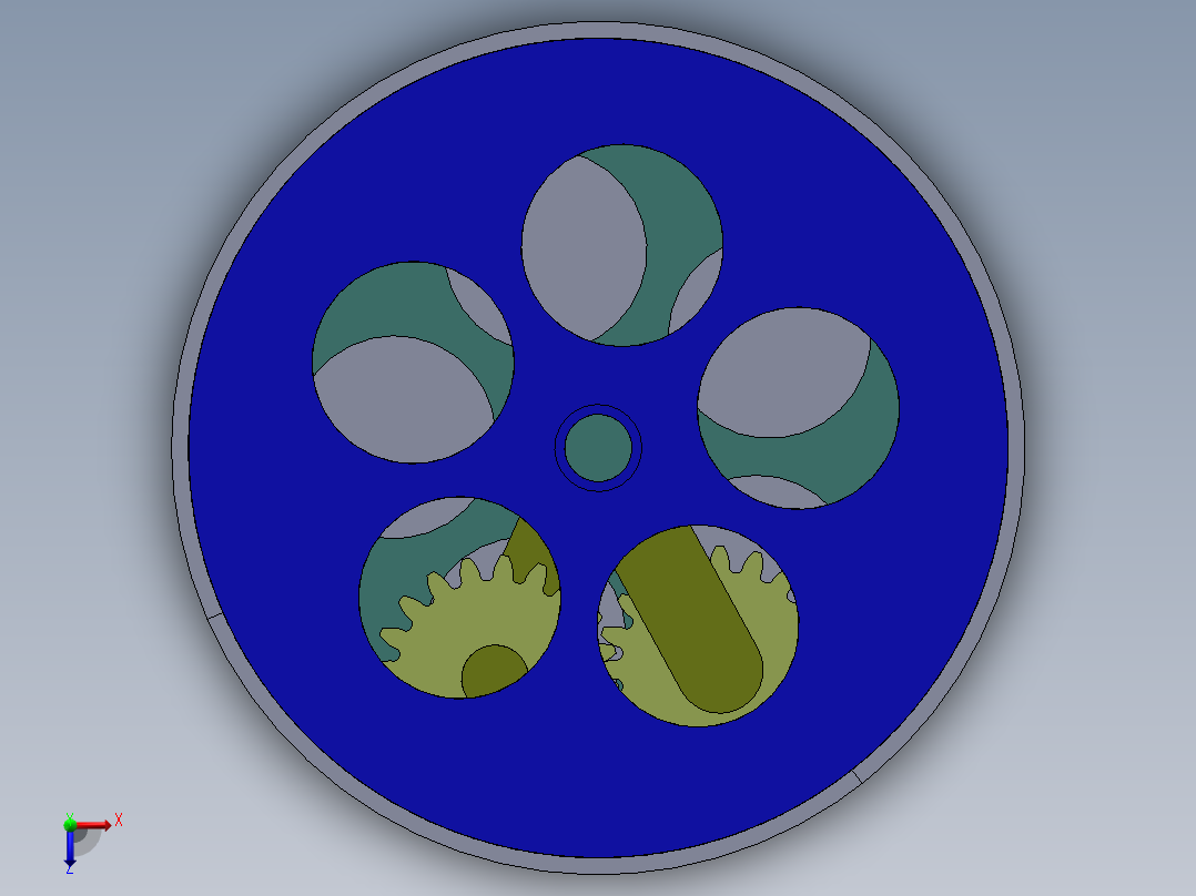 双轴反转机构俯视图