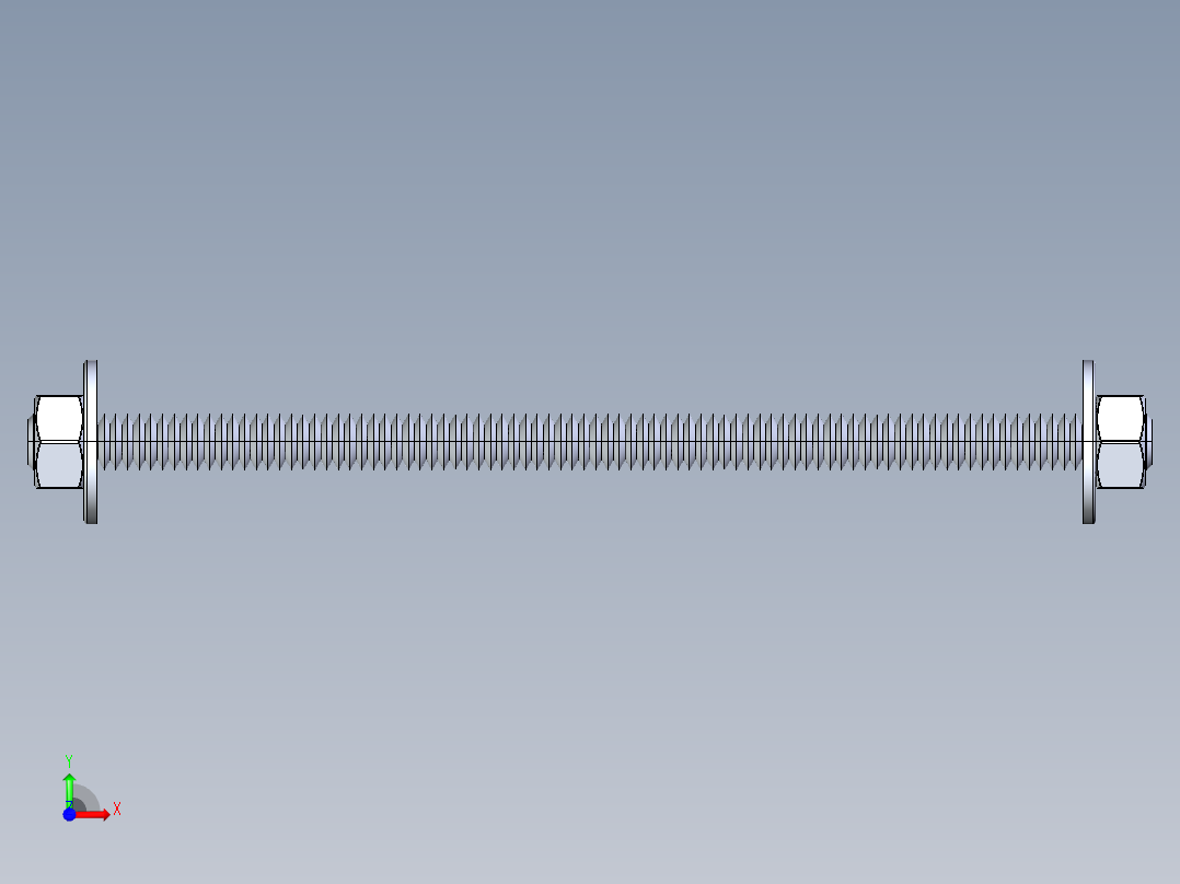 紧固件-IGES 0.3125 All-Thread前视图
