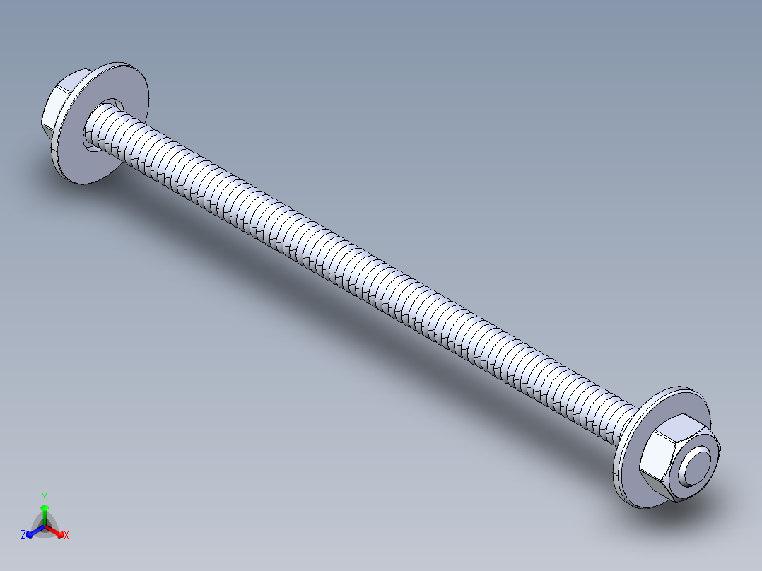 紧固件-IGES 0.3125 All-Thread正等轴测图