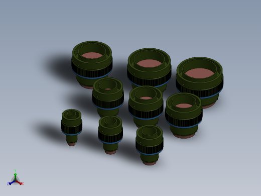 电缆安装用08至24号军用圆形连接器正等轴测缩略图