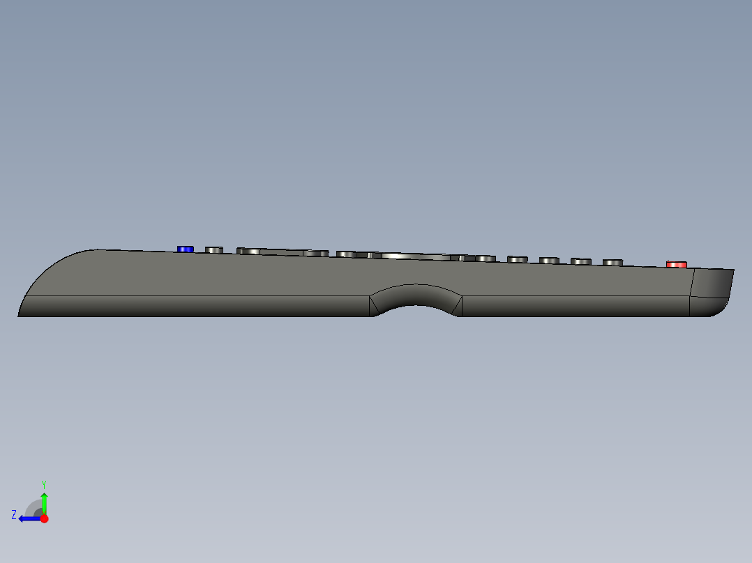 遥控器、遥控板(22)右视图