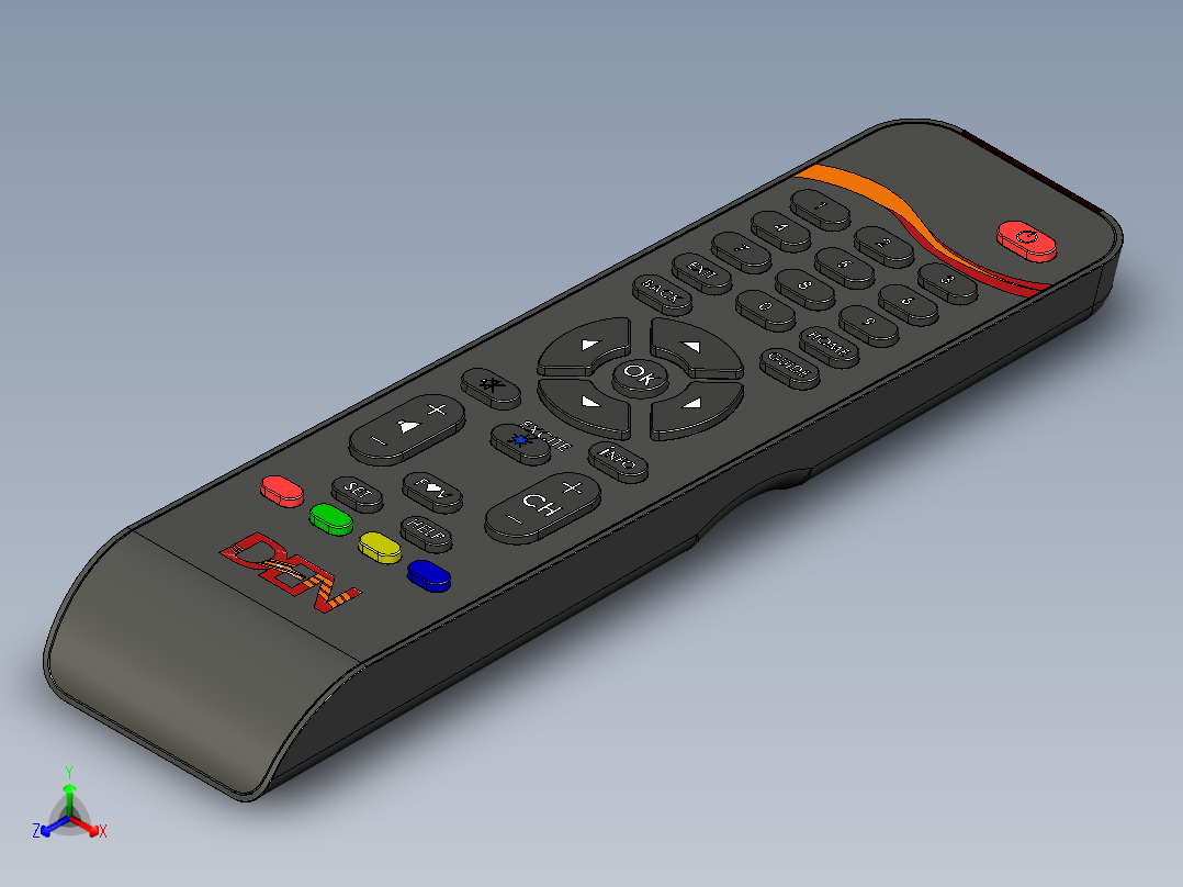 遥控器、遥控板(22)正等轴测图