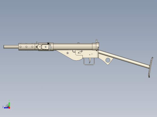 手枪左轮冲锋枪老式狙击步枪设计3D图纸sten-gun-mk-2-1942 SW STP IGS右视缩略图