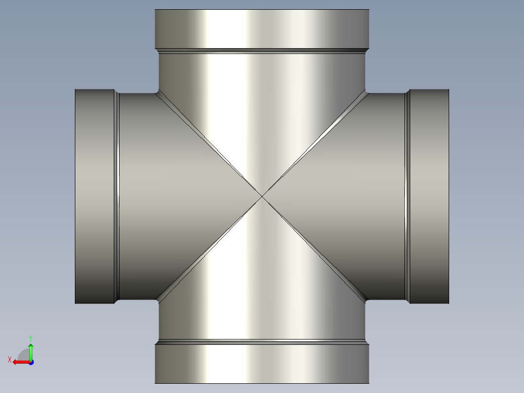 螺纹管四通-等径内丝 DN40后视图