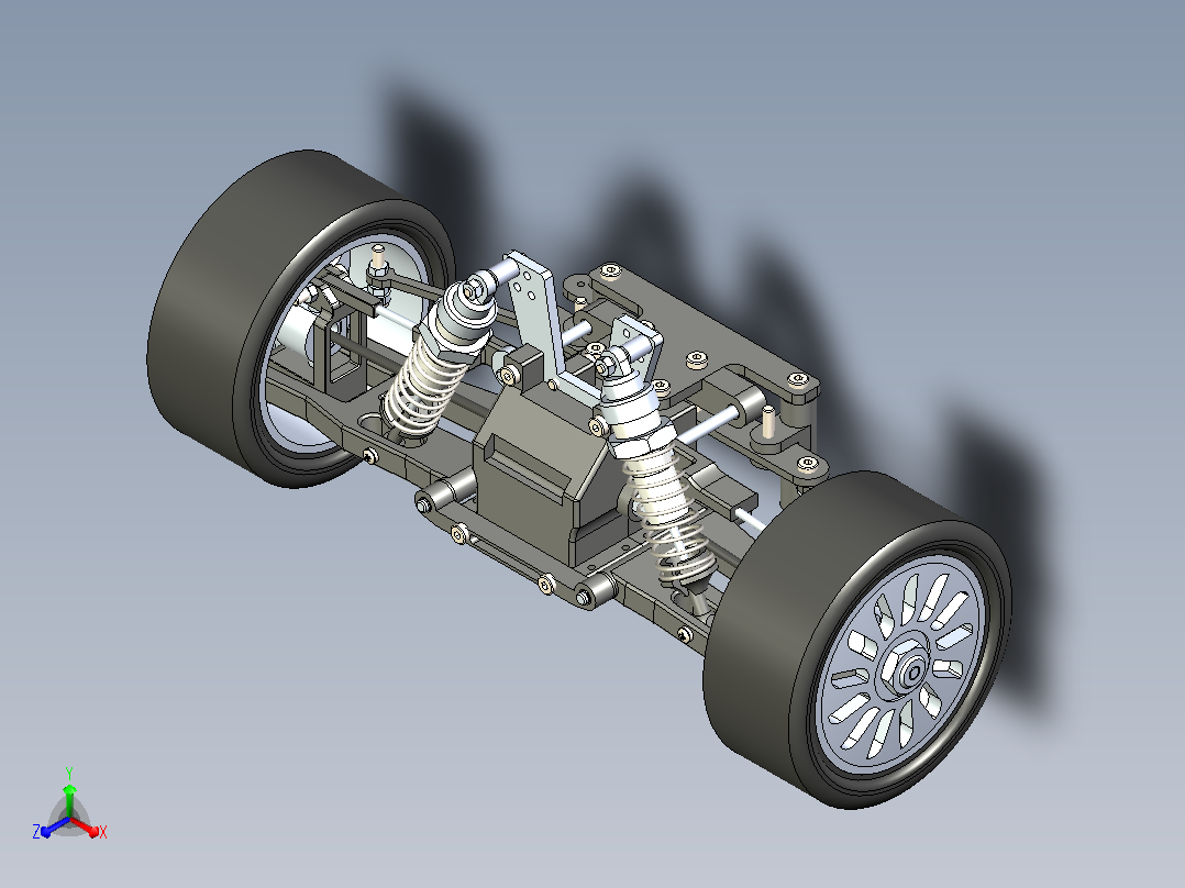 电动汽车悬架结构模型主视图