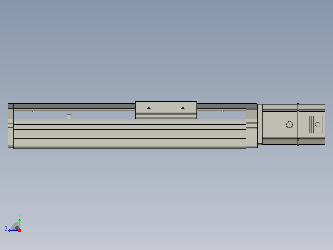 SYS12-BC-100-200W滚珠花健、支撑座、滚珠丝杠、交叉导轨、直线模组.STEP右视图